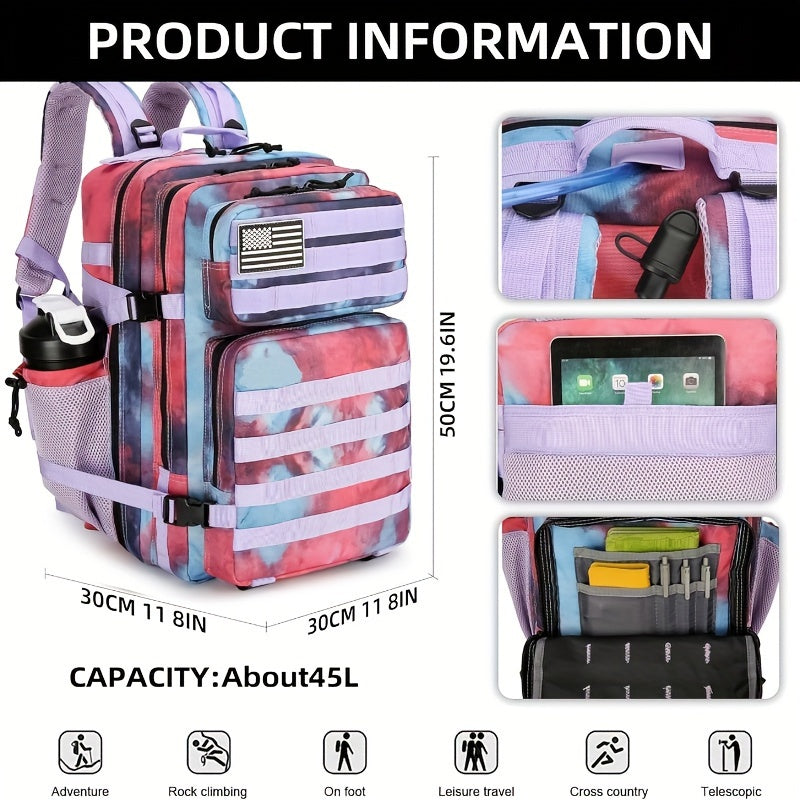 Waterproof Hiking Backpack - Durable Camping Bag for Outdoor Adventures with Rain Cover and Multiple Compartments