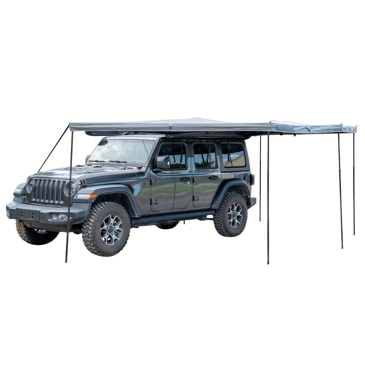 270 Degree Awning for Car, Retractable Car Side Awning, FreeStanding Car Rooftop Tent with LED Lights for SUV Trucks, Folding Portable Car Awning Sun Shelter for Camping Self Driving Trip