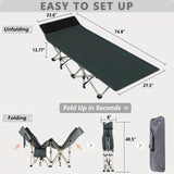 1pc Folding Bed, Camping Cots With Double-Sided Mattress, Portable Foldable Guest Bed, Heavy Duty Sleeping Bed Cot With Carry Bag, Gray&Blue