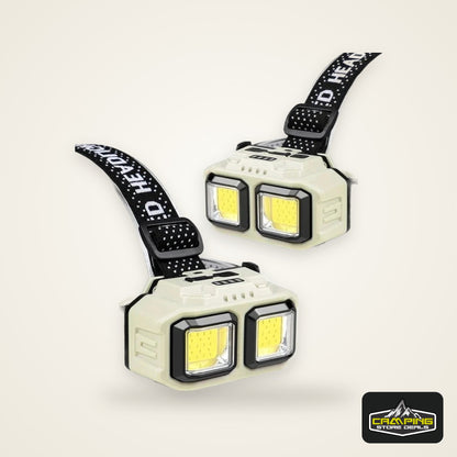 COB LED Powerful Headlamp USB Rechargeable Head Torch USB Rechargeable Waterproof Outdoor Camping Fishing Hunting Search Lantern