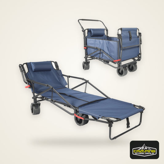 Collapsible Folding Wagon Cart, Convertible beach chair, Large Capacity Camping Wagon, Can hold up to 400 lbs, All Terrain Foldable Wagon, Heavy Duty Utility Wagon Cart For Grocery Outdoor Beach Gardening Shopping Fishing