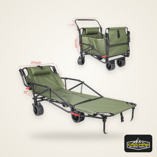 Collapsible Folding Wagon Cart, Convertible beach chair, Large Capacity Camping Wagon, Can hold up to 400 lbs, All Terrain Foldable Wagon, Heavy Duty Utility Wagon Cart For Grocery Outdoor Beach Gardening Shopping Fishing
