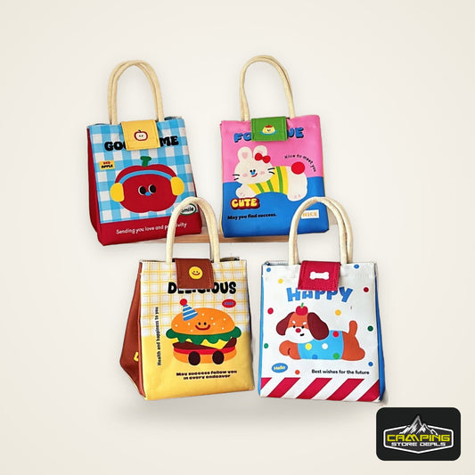 Cute Bento Bag For Office Workers Large Capacity Tote Bag Cartoon Insulated Fresh-Keeping Bag Student Lunch Box Bag