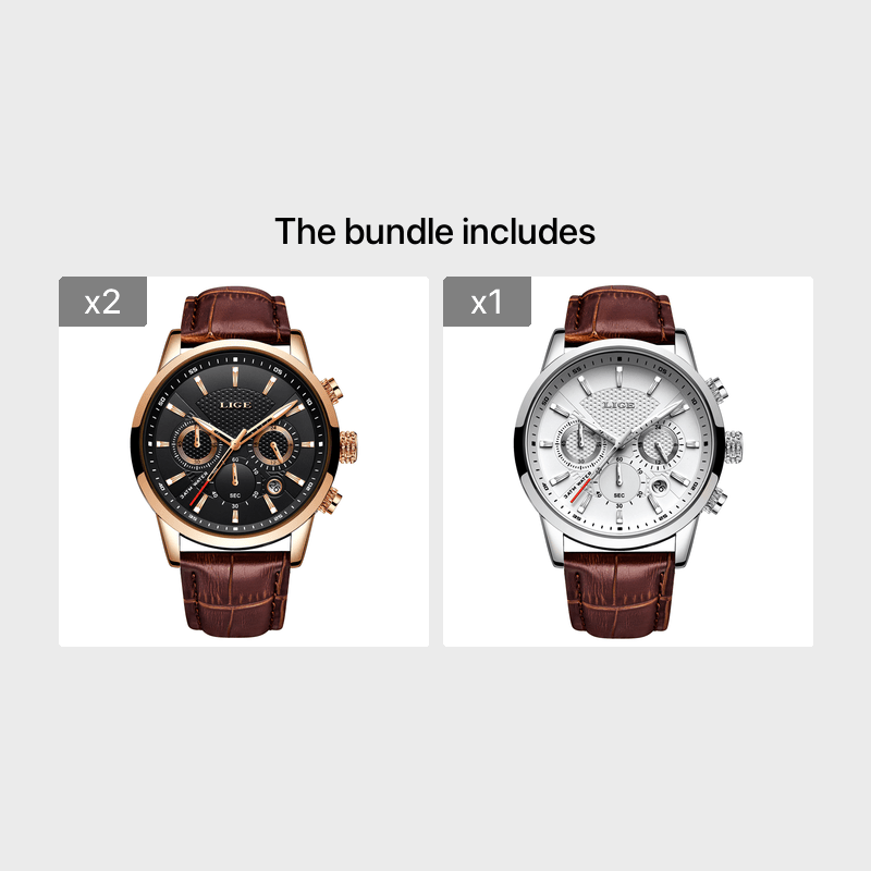 Watches Mens 2022 LIGE Top Brand Luxury Casual Leather Quartz Men's Watch Business Clock Male Sport Date Chronograph