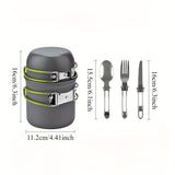1pc Camping Cookware Kit With Stainless Forks Knives Spoons For Outdoor Camping, Picnic, Travel, Cooking