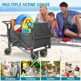 Collapsible Folding Wagon Cart, Convertible beach chair, Large Capacity Camping Wagon, Can hold up to 400 lbs, All Terrain Foldable Wagon, Heavy Duty Utility Wagon Cart For Grocery Outdoor Beach Gardening Shopping Fishing