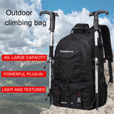 [40L CsakeKecna Backpack] CsakeKecna 40L Lightweight Hiking Backpack | Large Capacity Travel Climbing Rucksack with Laptop Compartment, USB Powered, Adjustable Straps, Zip Closure, Polyester Lining - Solid Color for Men and W