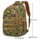 Men'S Camo Large Capacity Backpack - Durable Nylon, Multiple Compartments, Zip Closure, Ideal for Hiking, Travel & School, Outdoor Backpack|Camouflage Backpack|Secure Zipper Closure, Backpack for Trave