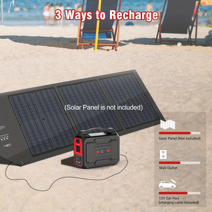 100W Portable Power Station with AC Outlet, USB-C Fast Charger, and LED Flashlights – Lightweight Lithium Battery Pack for Camping, Hiking, Road Trips, and Home Emergencies, Travel Charger | Functional Power Bank | Multifun