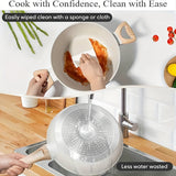 Pots and Pans Set Non Stick, 12 Pcs Kitchen Cookware Sets Induction Cookware Granite Cooking Set with Frying Pans, Saucepans, Steamer Silicone Shovel Spoon & Tongs White
