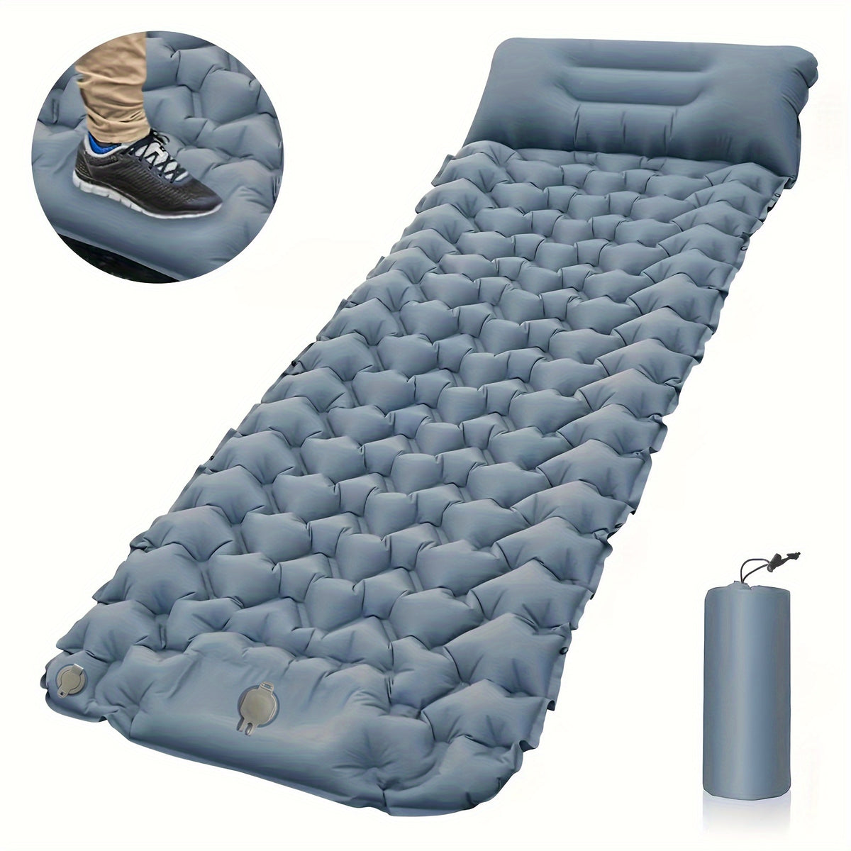 Folding Inflatable Sleeping Pad with Pillows – Ultralight