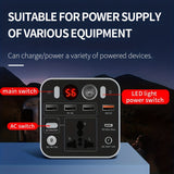 53000mAh Camping Battery Power Station, 198wh Portable Power Bank, With 110V AC Outlet, DC/PD Twoway Fast Charge, Outdoor Generator, LED Light, 4 USB