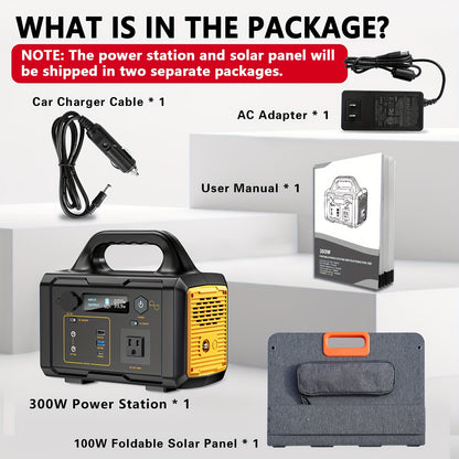 293Wh/300W Portable Power Bank With Solar Panel For Family Emergency Outdoor Hunting Camping RV Trip