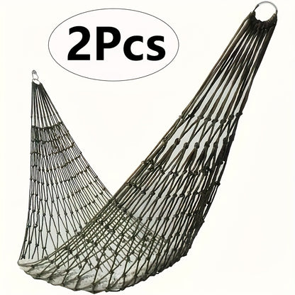 2pcs Portable Nylon Mesh Hammocks - Durable, Non-Woven Outdoor Relaxation Gear for Camping & Sports