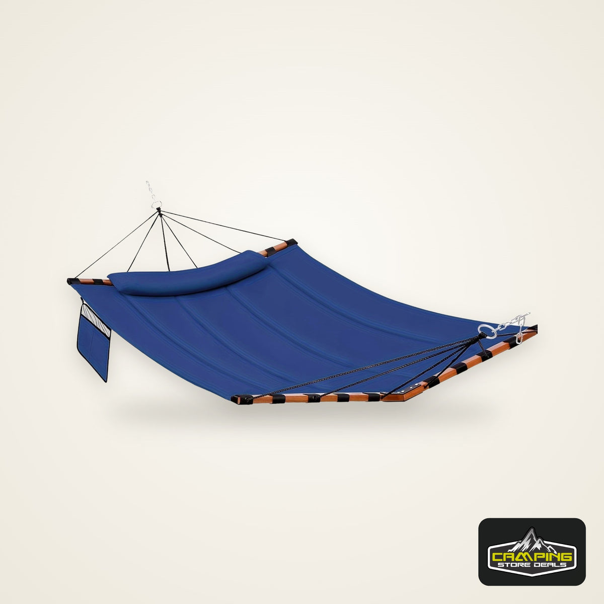 Deluxe 12ft 2-Person Beige Hammock with V-Shaped Hardwood Spreader Bar & Durable Nylon Rope - 450LB Capacity, Quick-Dry Fabric for Patio, Garden, Backyard, Beach & Poolside Relaxation, Hammocks for Outside