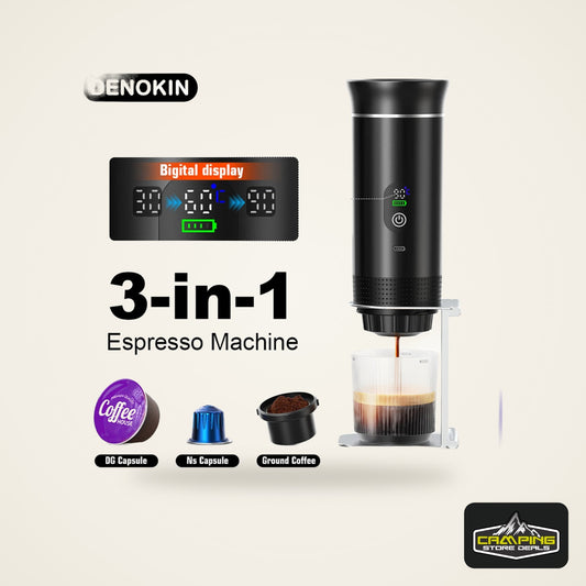 DENOKIN Portable Espresso Coffee Machine With Digital Display 3-in-1 Capsule Coffee Maker for Car & Home Camping Coffee Maker