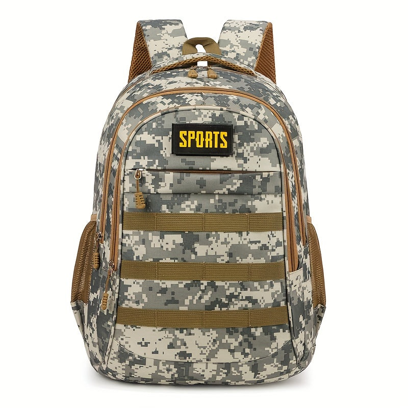 Men'S Camo Large Capacity Backpack - Durable Nylon, Multiple Compartments, Zip Closure, Ideal for Hiking, Travel & School, Outdoor Backpack|Camouflage Backpack|Secure Zipper Closure, Backpack for Trave