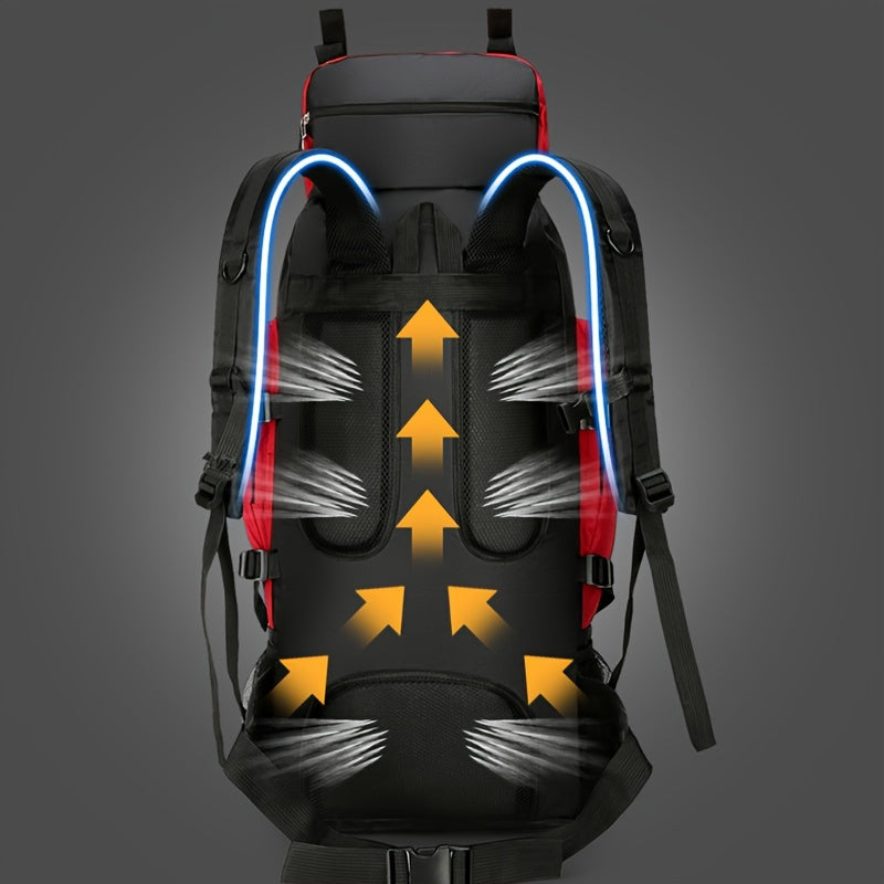 [Large Capacity | Durable] Lightweight 90L Travel Backpack | Large Capacity, Durable Nylon, Adjustable Straps | Red & Black for Hiking, Camping, and Outdoor Adventures