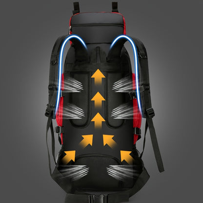 [Large Capacity | Durable] Lightweight 90L Travel Backpack | Large Capacity, Durable Nylon, Adjustable Straps | Red & Black for Hiking, Camping, and Outdoor Adventures