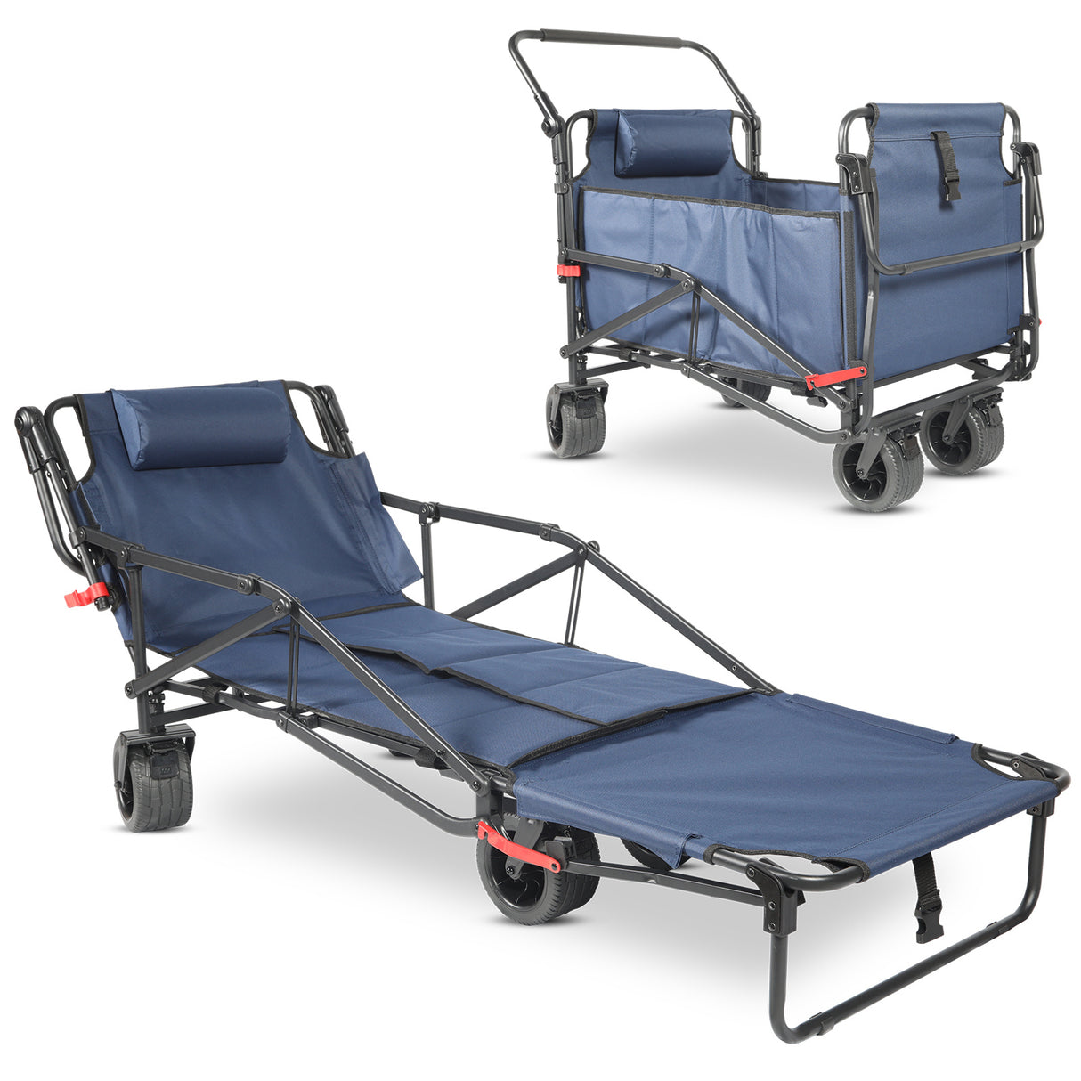 Collapsible Folding Wagon Cart, Convertible beach chair, Large Capacity Camping Wagon, Can hold up to 400 lbs, All Terrain Foldable Wagon, Heavy Duty Utility Wagon Cart For Grocery Outdoor Beach Gardening Shopping Fishing