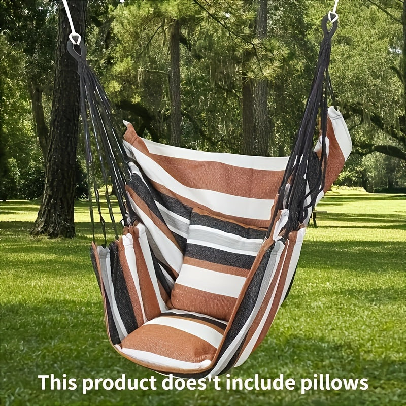 1pc Outdoor Hammock Chair Leisure Swing Hanging Chair Canvas Without Pillow And Cushion Indoor Outdoor Hammock Garden Leisure Furniture Hammocks, OPP Sealed Bag