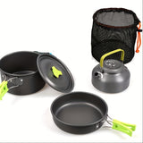 Flat Bottom Non-stick Pan, Foldable Camping Cookware Set, Portable Picnic Non-stick Pan And Lightweight Kettle Set, Mesh Storage Bag, Suitable For Outings, Hiking, Spring Outings, Family Gatherings