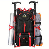Universal Climbing Backpack, Lightweight Travel, Multifunctional, Hiking, Alphabet Pattern, Hard Shell, Black, with Zipper Closure, Hip Adjustment, Nylon Fabric, Utility Pocket, Cord Embellishment, Wipe with Damp Cloth, for L