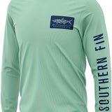 Men's Quick-Dry Fishing & Hiking Shirt - Mint Green Outdoor Hoodie with, Stretchable Long Sleeve Pullover for Camping, Hunting - Machine Washable Active Wear, Camping Gear, Sporty Design, Stretchable Fabric, Adventure Seekers