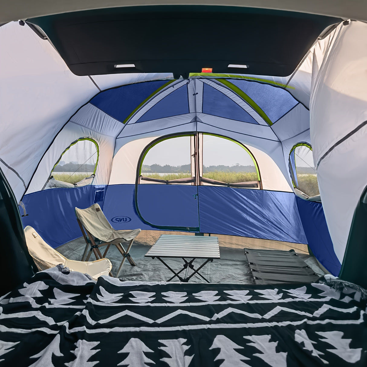 UNP SUV Tent For Camping, 6-person Car Camping Tent, SUV Tailgate Tent For Outdoor, Easy Set Up Tent With Rainfly 10'x9'x78in (H)