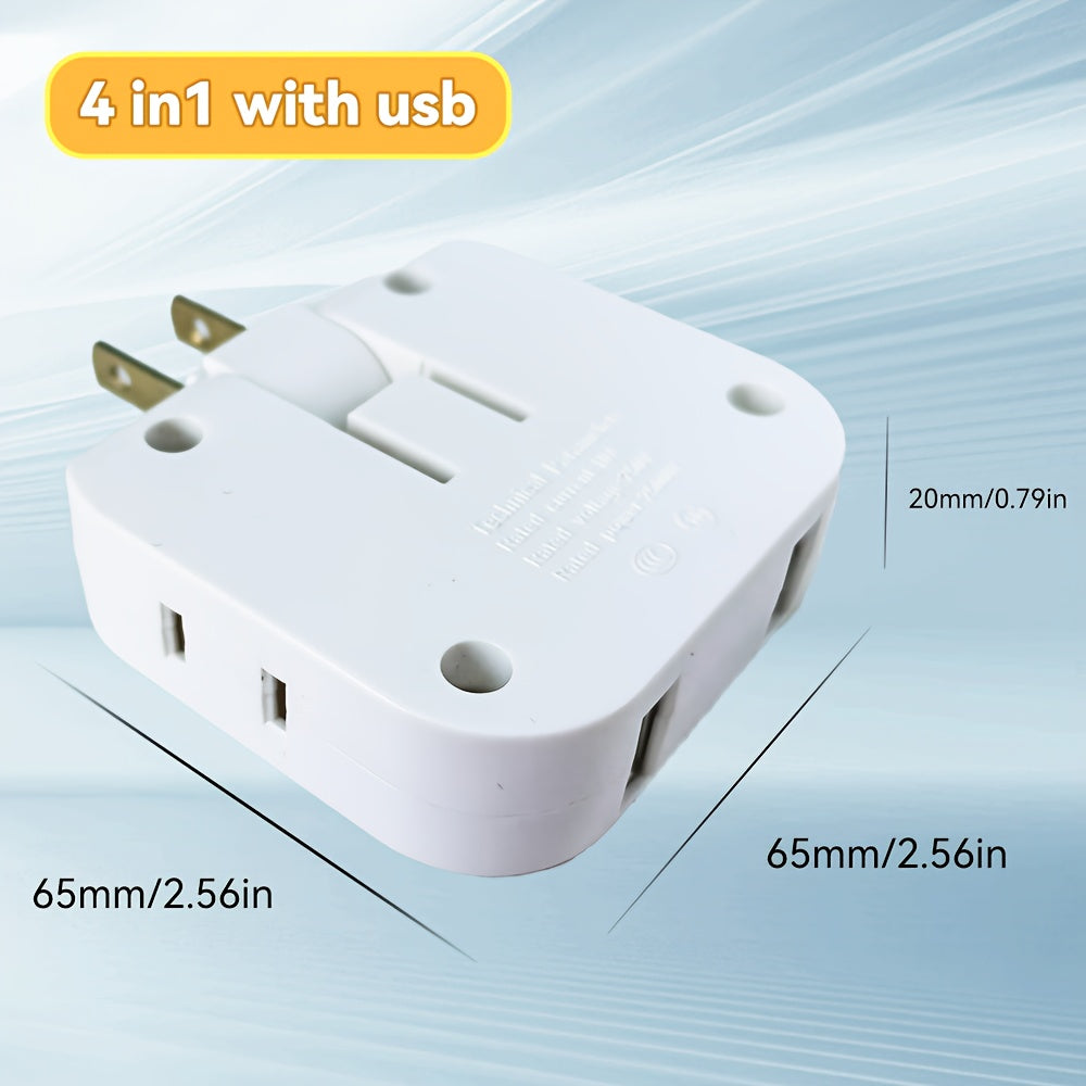 Universal 110V/220V Rectangle Portable Power Socket Adapter with Collapsible Converter - USB Slot and Power Supply - Travel-Friendly Compact Design for Worldwide Use