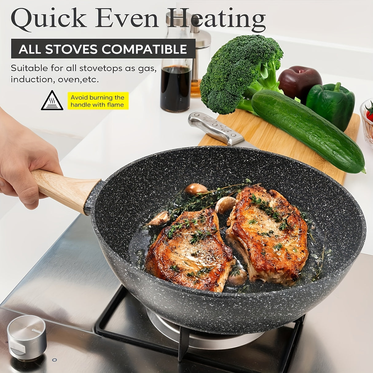12 POTS and pans Set, Non-stick Cookware Set, Induction Cookware Non-stick Granite Cooking Set, including frying pan, pan, steamer, silicone spatula and tongs (black)