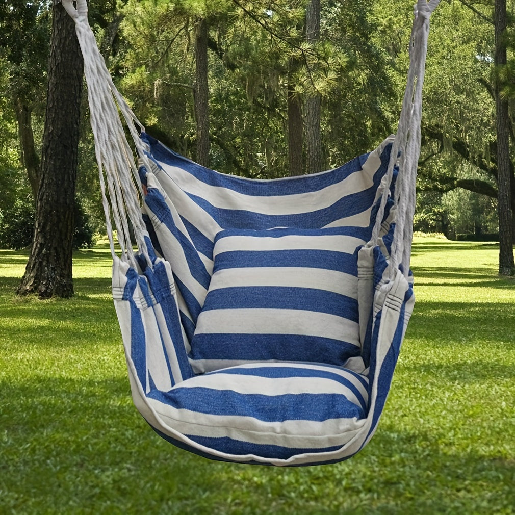 1pc Outdoor Hammock Chair Leisure Swing Hanging Chair Canvas Without Pillow And Cushion Indoor Outdoor Hammock Garden Leisure Furniture Hammocks, OPP Sealed Bag
