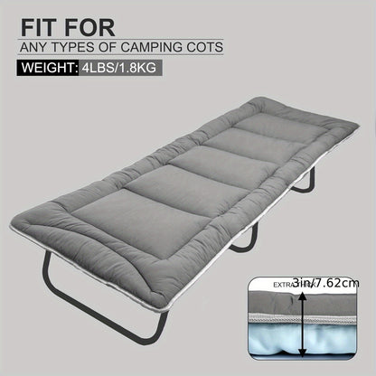 Cot Mattress for Camping - Extra Thick Camping Sleeping Pad for Outdoor, Soft Portable Cot Pad, Non-Slip Camping Mattress Pad (75''x30'') Camping Accessories