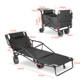 Collapsible Folding Wagon Cart, Convertible beach chair, Large Capacity Camping Wagon, Can hold up to 400 lbs, All Terrain Foldable Wagon, Heavy Duty Utility Wagon Cart For Grocery Outdoor Beach Gardening Shopping Fishing