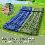 Camping Sleeping Pad, Inflatable Sleeping Mat With Pillow Built-in Foot Pump, Super Comfort Camping Mattress For Backpacking Hiking Traveling Tent, Compact & Lightweight