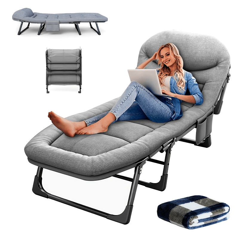 Adult Sleeping Cots/Camping Cots - 6 Adjustable Positions, Foldable Poldable Folding Cot with Blanket, 550lbs Heavy Duty Cot Bed for Camp, Travel, Room, Office