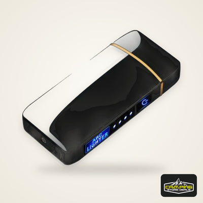 Electric Windproof Metal Lighter Double Arc Flameless Plasma Rechargeable USB Lighter LED Power Display Touch Sensor Lighters