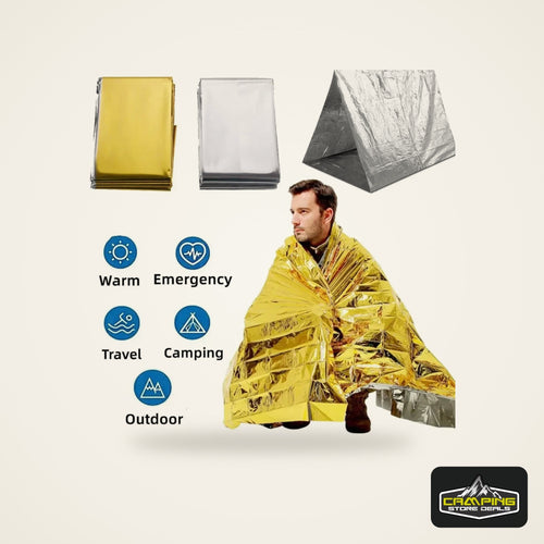 Emergency Thermal Poncho Blanket Lightweight Folding Water Resistant Windproof Sunshade Reusable First Aid Camping Mat Pad Cover