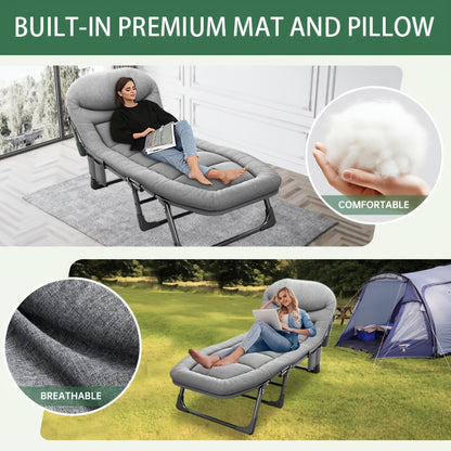 6-Position Adjustable Camping Cot with Blanket – 550 lb