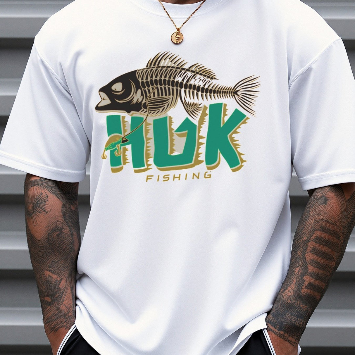 HUK Men's Fishing T-Shirt – Breathable Short Sleeve Tee with Fish Graphic, Loose Fit, Outdoor & Summer Wear