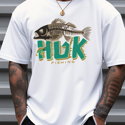 HUK Men's Fishing T-Shirt – Breathable Short Sleeve Tee with Fish Graphic, Loose Fit, Outdoor & Summer Wear