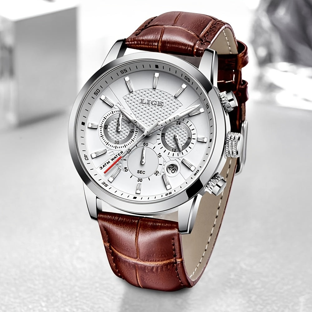Watches Mens 2022 LIGE Top Brand Luxury Casual Leather Quartz Men's Watch Business Clock Male Sport Date Chronograph