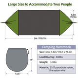 Camping Hammock, Hammock with Mosquito Net 118" x 71" Portable 2 Person Hammock Lightweight Hammocks Tent with Tree Straps for Backpacking Hiking Backyard Camping Outdoor