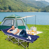 Camping Cots for Adults with Mattress, Chaise Lounges Folding Outdoor Camping Travel Cot with Pad 900LBS(Max Load), Lightweight, Stable, Durable Folding Bed with Carrying Bag
