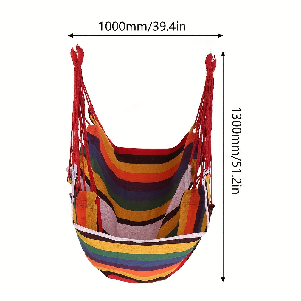 1pc Outdoor Hammock Chair Leisure Swing Hanging Chair Canvas Without Pillow And Cushion Indoor Outdoor Hammock Garden Leisure Furniture Hammocks, OPP Sealed Bag