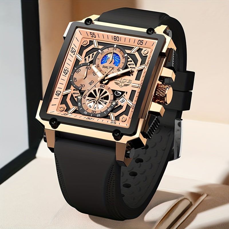 LIGE Fashion Chronograph Watches Sports Wristwatch Men's Accessories, Ideal Choice For Gifts