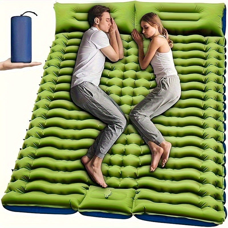 2 Person Ultralight Inflating Double Sleeping Pad For Camping With Pillow, Waterproof Camping Mattress, Foot Pump, Backpacking Hiking Tent Car Outdoor
