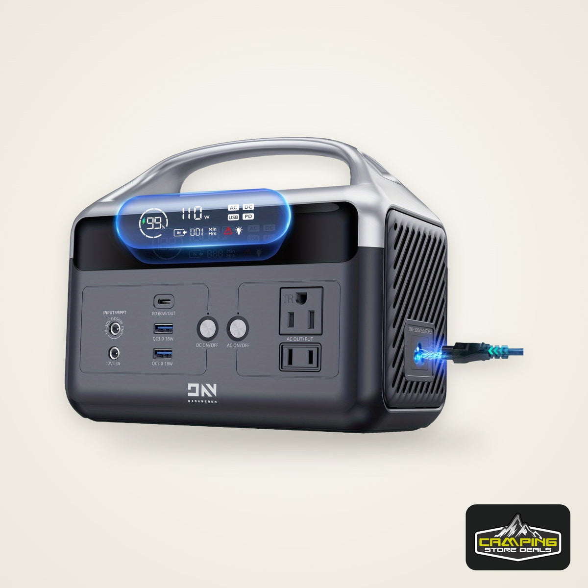 Fast Charging Portable Power Station - DaranEner 179.2Wh LiFePO4 Battery, Solar Generator w/2 300W (Surge 600W) AC Outlets, Camping Generators for Home/Travel/Hunting (Solar Optional)