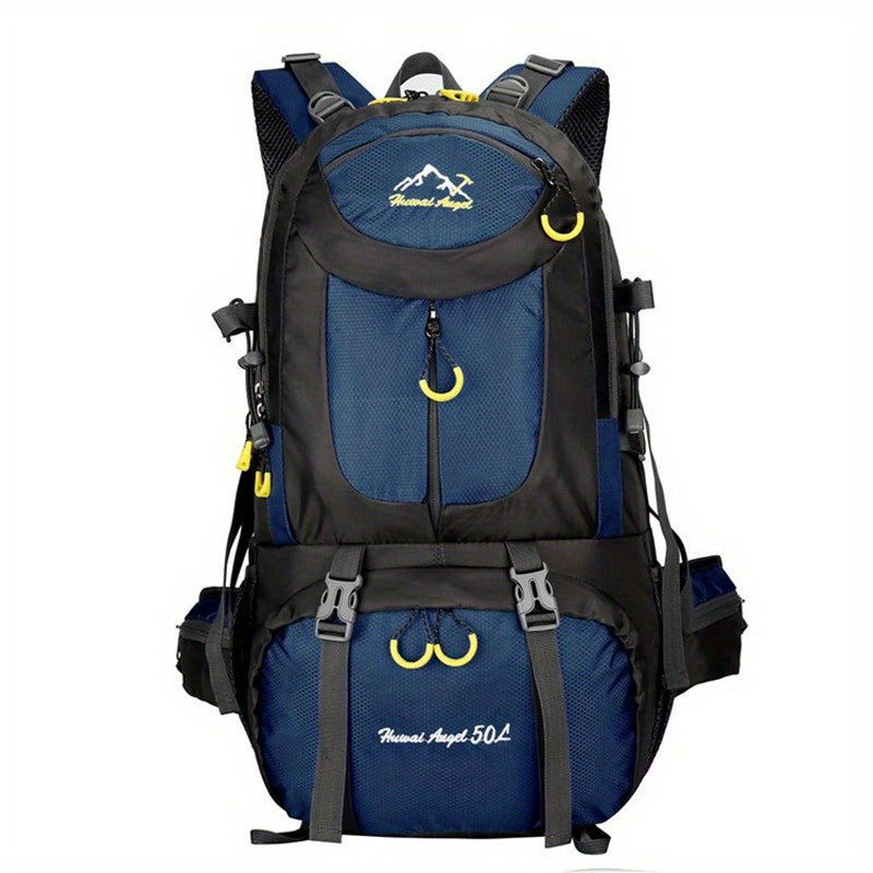Universal Climbing Backpack, Lightweight Travel, Multifunctional, Hiking, Alphabet Pattern, Hard Shell, Black, with Zipper Closure, Hip Adjustment, Nylon Fabric, Utility Pocket, Cord Embellishment, Wipe with Damp Cloth, for L