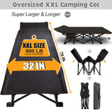 LILYPELLE Oversized XL Folding Camping Cot, Heavy Duty Sleeping Cots with Carry Bag, Double Layer Oxford Portable Travel Camp Cots for Home, Office Nap and Outdoor Beach